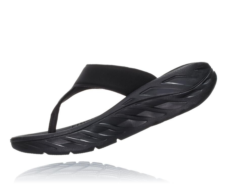 Hoka One One Womens Sandals - ORA Recovery Flip - Black - KGCE64035